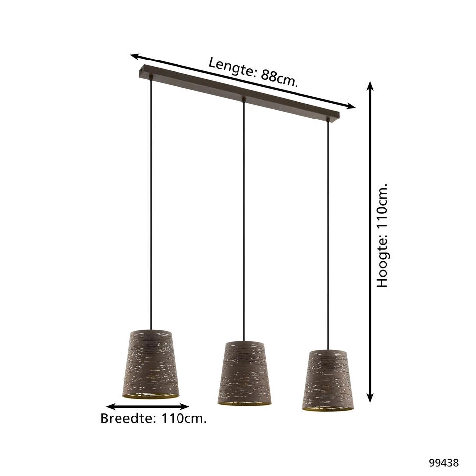 EGLO Segezia Hanglamp - E27 - 88 cm - Mokka 4 EGLO Segezia Hanglamp - E27 - 88 cm - Mokka - Afbeelding 4