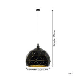 EGLO Roccaforte Hanglamp - E27 - Ø 40 cm - Zwart/Goud 7 EGLO Roccaforte Hanglamp - E27 - Ø 40 cm - Zwart/Goud -Woninginrichting Winkel 1000065323 0103