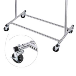 Mobiel Kledingrek - Verstelbaar - 1 Rail - Metaal - 160x92>132 Cm - Zilvergrijs -Woninginrichting Winkel 1000066950 0103