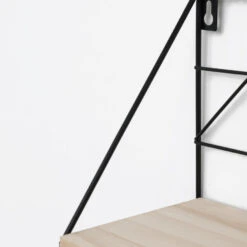 Set Van 2 Zwarte Metalen Wandrekjes Met Houten Plankje - 30 En 45 Cm -Woninginrichting Winkel 1000067187 0103