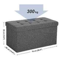 ACAZA Poef - Opvouwbaar - Zonder Poten - Stof - 76 Cm - Donkergrijs -Woninginrichting Winkel 1000068052 0103