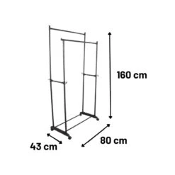 Orange85 Kledingrek Dubbel Op Wieltjes Zwart Metaal Garderoberek -Woninginrichting Winkel 1000068871 0110