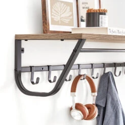 ACAZA Lange Kapstok Voor De Muur Of Wand - 90 Cm Lang - Essenhout Bruin -Woninginrichting Winkel 1000068891 0102