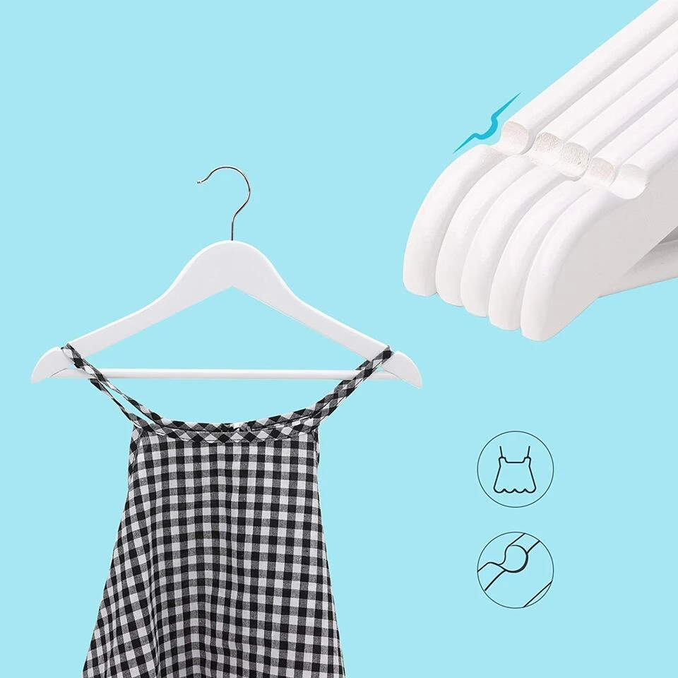 ACAZA Kinder Kledinghangers In Hout - Set Van 20 - 360° Draaibare Haak - Wit 4 ACAZA Kinder Kledinghangers In Hout - Set Van 20 - 360° Draaibare Haak - Wit - Afbeelding 4