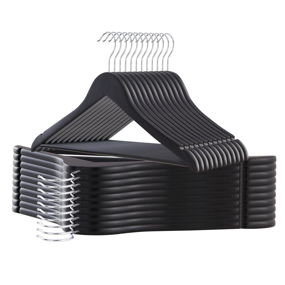 ACAZA Kledinghangers - Massief Hout - 30 Stuks - Zwart 2 ACAZA Kledinghangers - Massief Hout - 30 Stuks - Zwart - Afbeelding 2