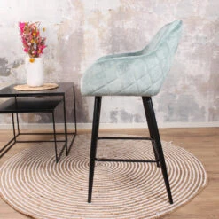 DS4U® Lenon Barkruk Velvet - Stof - Blauw 7 DS4U® Lenon Barkruk Velvet - Stof - Blauw -Woninginrichting Winkel 1000069065 0103