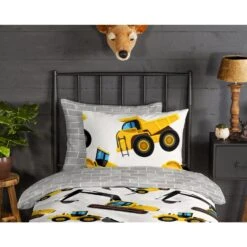 Good Morning Dekbedovertrek "Dig" - Geel - (140x220 Cm) -Woninginrichting Winkel 1000070218 0110