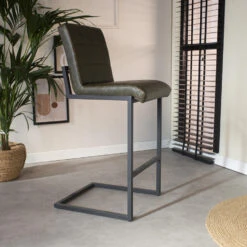 Set Van 2 Barkrukken Industrieel Hoxton Groen Zithoogte 78 Cm Kunstleder -Woninginrichting Winkel 1000070231 0102