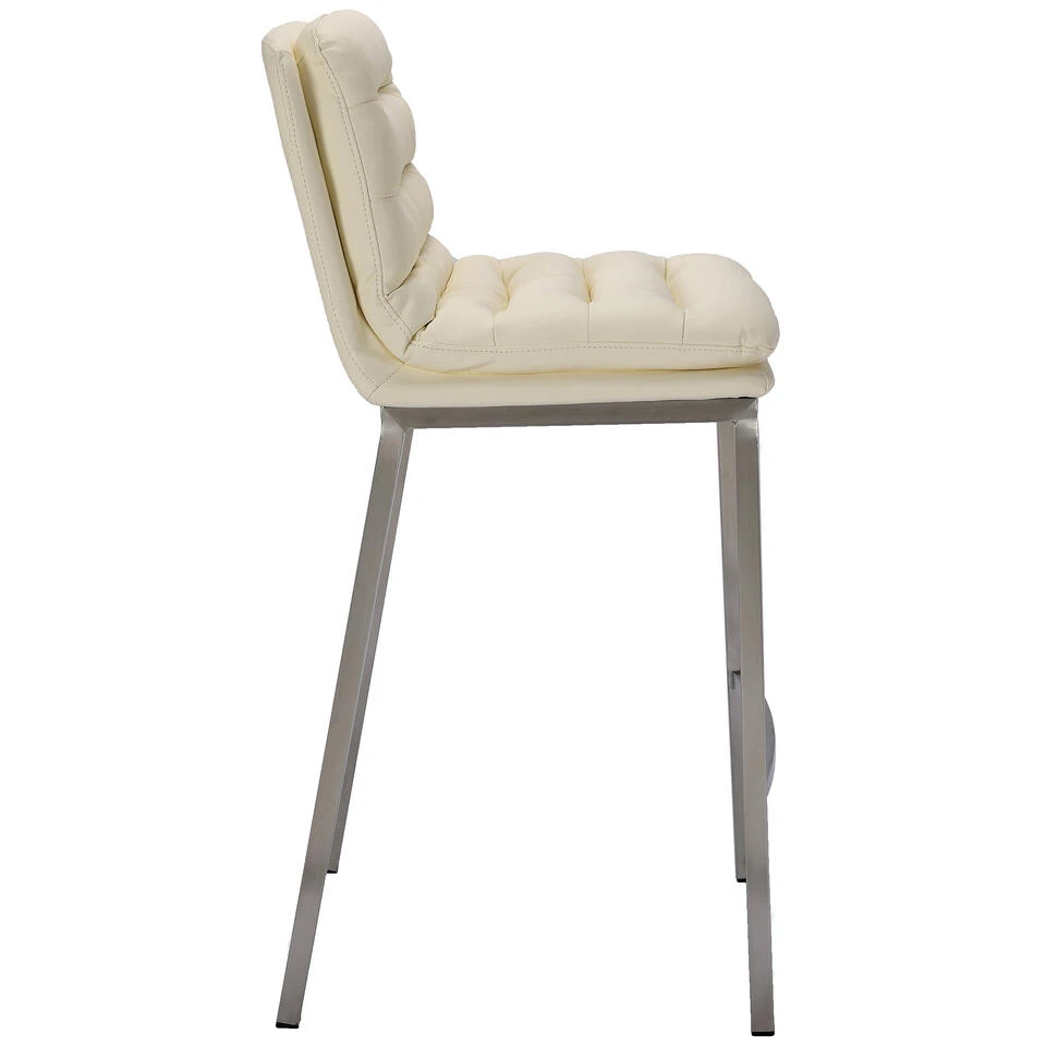 CLP Barkruk Dundalk Frame RVS Kunstleder Crème 3 CLP Barkruk Dundalk Frame RVS Kunstleder Crème - Afbeelding 3