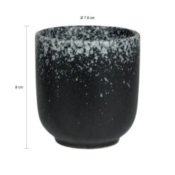 Krumble Koffie Kopje - 200 Ml - Keramiek - Zwart Met Witte Spetters - Set Van 2 -Woninginrichting Winkel 1000071223 0102