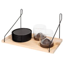 QUVIO Wandrekje Van Hout En Staal - Bruin En Zwart -Woninginrichting Winkel 1000071511 0102