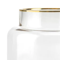 QUVIO Vaas Met Gouden Randje - 18 Cm - Glas -Woninginrichting Winkel 1000071673 0103