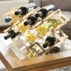 QUVIO Houten Wijnrek Voor 10 Flessen -Woninginrichting Winkel 1000071753 0103