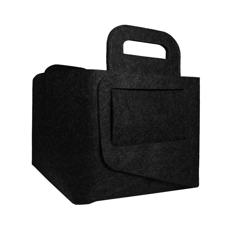 QUVIO Opbergmand / Organizer Vilt Rechthoek Groot - Gemêleerd Zwart 1 QUVIO Opbergmand / Organizer Vilt Rechthoek Groot - Gemêleerd Zwart