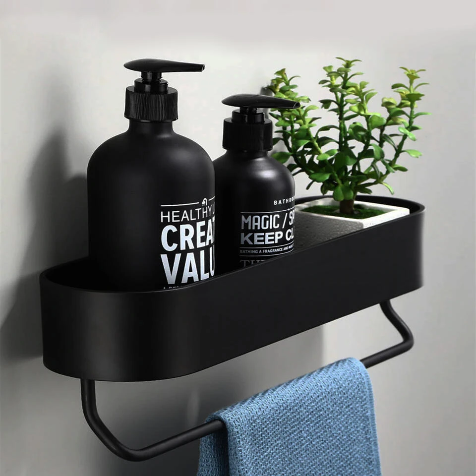 QUVIO Badkamer / Keuken Rekje Met Opbergvak - Zwart 3 QUVIO Badkamer / Keuken Rekje Met Opbergvak - Zwart - Afbeelding 3