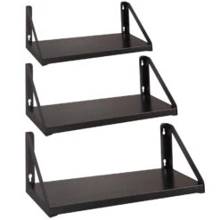 ACAZA Set Van 3 Wandplanken - 30, 35 En 40 Cm Lang - Zwart