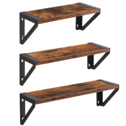 ACAZA Set Van 3 Wandplanken - 30/35/40 X 12 X 11 - Vintage Bruin Zwart -Woninginrichting Winkel 1000073991 0102