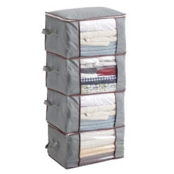 ACAZA Set Van 4 Opvouwbare Opbergtassen - Grijs