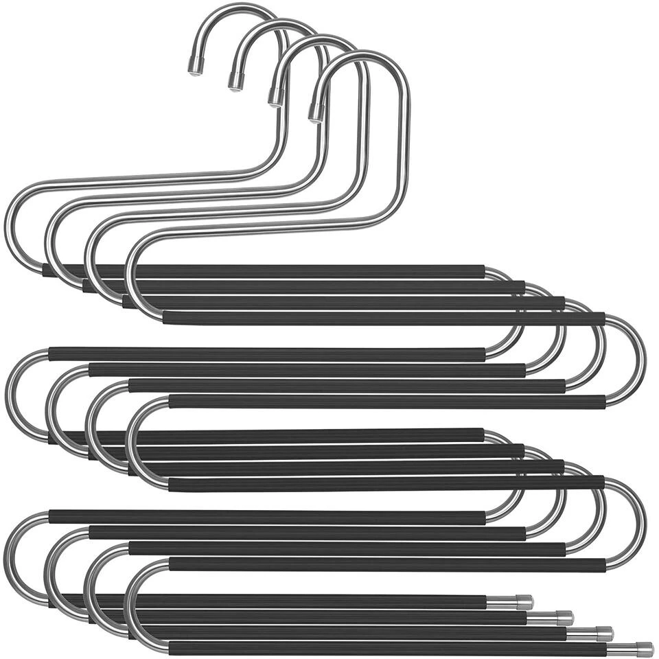 ACAZA Set Van 4 Broekenhangers - Voor 5 Broeken Per Stuk 1 ACAZA Set Van 4 Broekenhangers - Voor 5 Broeken Per Stuk