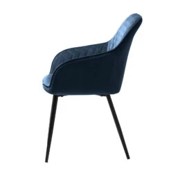 Giga Meubel Eetkamerstoel Blauw Met Armleuning - Velvet - Stoel Milton -Woninginrichting Winkel 1000074371 0102