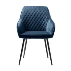Giga Meubel Eetkamerstoel Blauw Met Armleuning - Velvet - Stoel Milton