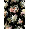 ESTAhome Fotobehang - Vintage Bloemen - Multicolor Op Zwart - 200 X 279 Cm