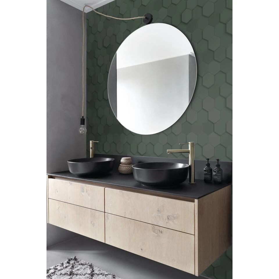 Origin Wallcoverings Behang - 3d Hexagon Motief - Donkergroen - 0,53 X 10,05 M 2 Origin Wallcoverings Behang - 3d Hexagon Motief - Donkergroen - 0,53 X 10,05 M - Afbeelding 2