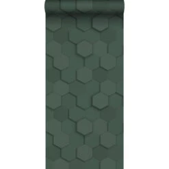 Origin Wallcoverings Behang - 3d Hexagon Motief - Donkergroen - 0,53 X 10,05 M