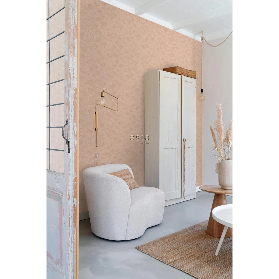 ESTAhome Behang - Getekende Bladeren - Licht Terracotta - 0.53 X 10.05 M 2 ESTAhome Behang - Getekende Bladeren - Licht Terracotta - 0.53 X 10.05 M - Afbeelding 2