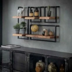 Woody Metaal Wandplank - Hout - Bruin -Woninginrichting Winkel 1000076607 0103