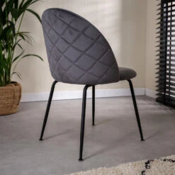 Set Van 2 Eetkamerstoelen Evie Velvet Grijs - Stof - Grijs -Woninginrichting Winkel 1000078952 0102