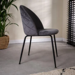 Set Van 2 Eetkamerstoelen Evie Velvet Grijs - Stof - Grijs -Woninginrichting Winkel 1000078952 0103