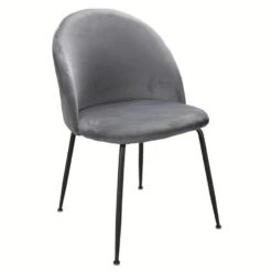 Set Van 2 Eetkamerstoelen Evie Velvet Grijs - Stof - Grijs