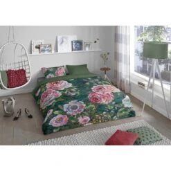 Good Morning Dekbedovertrek "Fleur" - Groen - (200x220 Cm) -Woninginrichting Winkel 1000080910 0101
