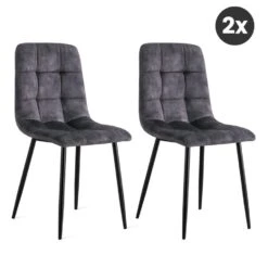 Set Van 2 Yerevan Eetkamerstoelen Velvet Antraciet