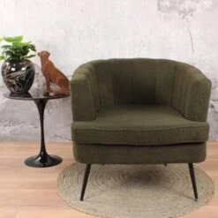 DS4U® Norah Fauteuil Teddy - Stof - Groen -Woninginrichting Winkel 1000081205 0102