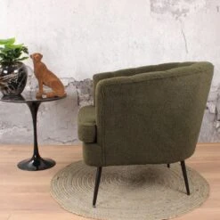 DS4U® Norah Fauteuil Teddy - Stof - Groen -Woninginrichting Winkel 1000081205 0103