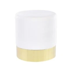 Beliani Poef SOPHIA - Wit Fluweel