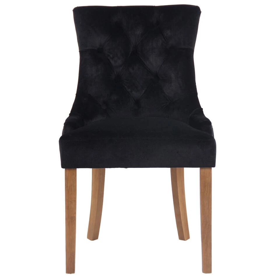 CLP Eetkamerstoel Aberdeen Licht Bruin Frame Fluweel Zwart 2 CLP Eetkamerstoel Aberdeen Licht Bruin Frame Fluweel Zwart - Afbeelding 2