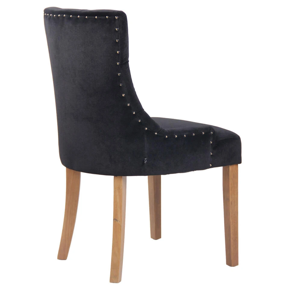 CLP Eetkamerstoel Aberdeen Licht Bruin Frame Fluweel Zwart 4 CLP Eetkamerstoel Aberdeen Licht Bruin Frame Fluweel Zwart - Afbeelding 4