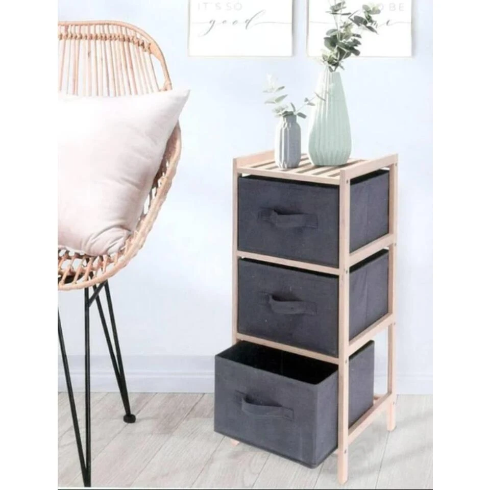 H&S Collection Ambiance - Opbergkast Met 3 Opbergboxen - 65 X 27.5 Cm 2 H&S Collection Ambiance - Opbergkast Met 3 Opbergboxen - 65 X 27.5 Cm - Afbeelding 2