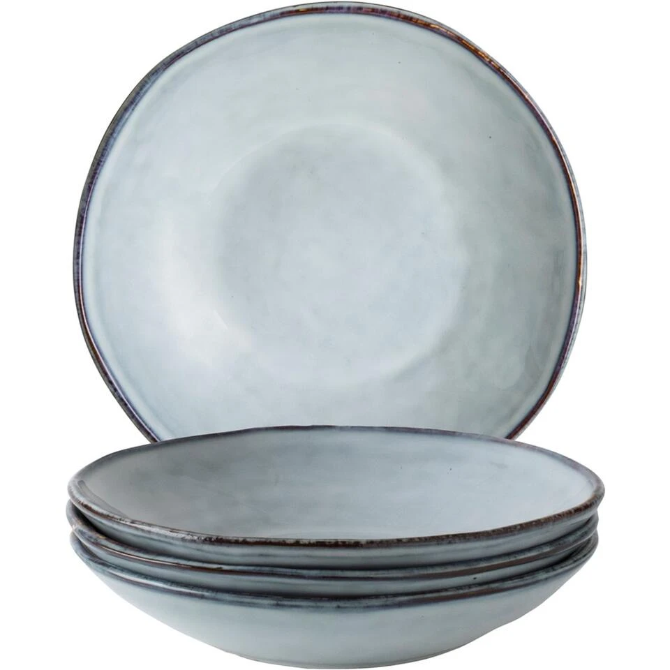 Dutch Rose Giftset 4 Borden Diep 23,5 Cm Blauw 2 Dutch Rose Giftset 4 Borden Diep 23,5 Cm Blauw - Afbeelding 2