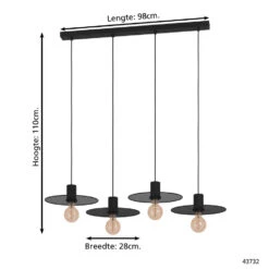 EGLO Ikeston Hanglamp - E27 - 98 Cm - Zwart - Staal 6 EGLO Ikeston Hanglamp - E27 - 98 Cm - Zwart - Staal -Woninginrichting Winkel 1000090392 0103