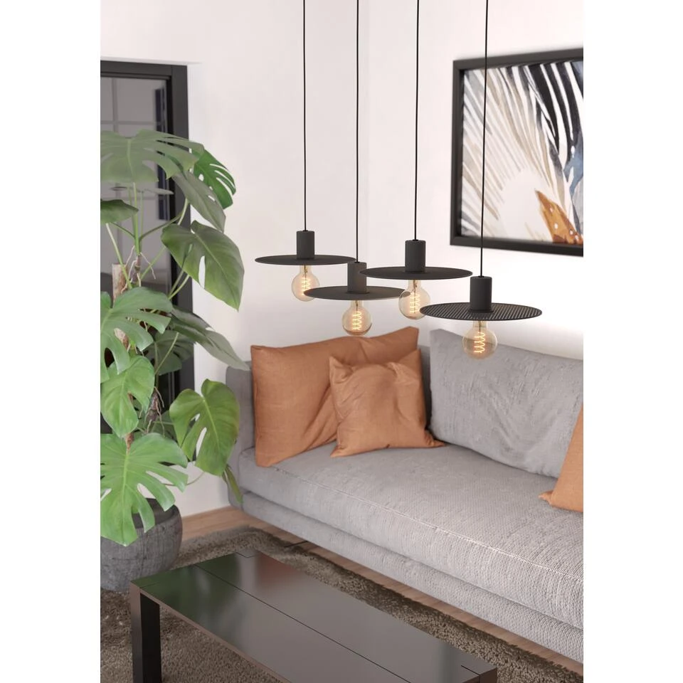 EGLO Ikeston Hanglamp - E27 - 98 Cm - Zwart - Staal 4 EGLO Ikeston Hanglamp - E27 - 98 Cm - Zwart - Staal - Afbeelding 4