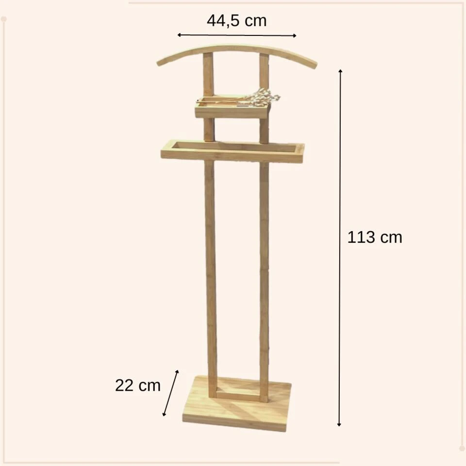 MISOU Dressboy Kledingstandaard Kledinghouder Bamboe Hout 44.8x22.2x114.2 Cm 3 MISOU Dressboy Kledingstandaard Kledinghouder Bamboe Hout 44.8x22.2x114.2 Cm - Afbeelding 3