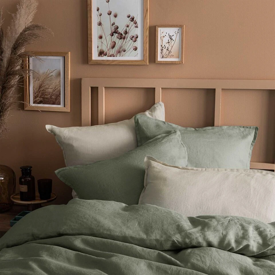 Matt & Rose Set Kussenslopen Mosgroen - 50 X 70 Cm - 100% Linnen 2 Matt & Rose Set Kussenslopen Mosgroen - 50 X 70 Cm - 100% Linnen - Afbeelding 2