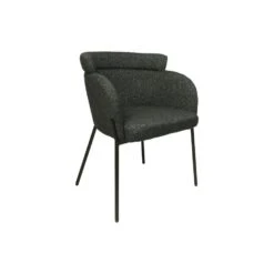 HSM Collection Eetkamerstoel Luca Set Van 2 Antraciet/Zwart Teddy/Bouclé/Metaal -Woninginrichting Winkel 1000092807 0102