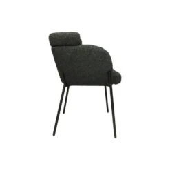 HSM Collection Eetkamerstoel Luca Set Van 2 Antraciet/Zwart Teddy/Bouclé/Metaal -Woninginrichting Winkel 1000092807 0103