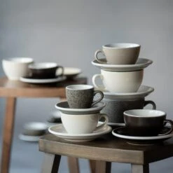 Egg Koffiekop Met Schotel - Set Van 2 - 150ml - Gunpowder -Woninginrichting Winkel 1000093492 0103