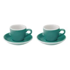 Egg Espressokop Met Schotel - Set Van 2 - 80ml - Groenblauw